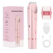 Cargar imagen en el visor de la galería, Afeitadora eléctrica para mujer 2 en 1, afeitadora eléctrica para vello púbico, resistente al agua IPX7, para uso en seco y húmedo, afeitadora de el cuerpo.