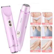 Cargar imagen en el visor de la galería, Afeitadora eléctrica para mujer 2 en 1, afeitadora eléctrica para vello púbico, resistente al agua IPX7, para uso en seco y húmedo, afeitadora de el cuerpo.