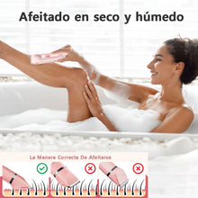 Cargar imagen en el visor de la galería, Afeitadora eléctrica para mujer 2 en 1, afeitadora eléctrica para vello púbico, resistente al agua IPX7, para uso en seco y húmedo, afeitadora de el cuerpo.
